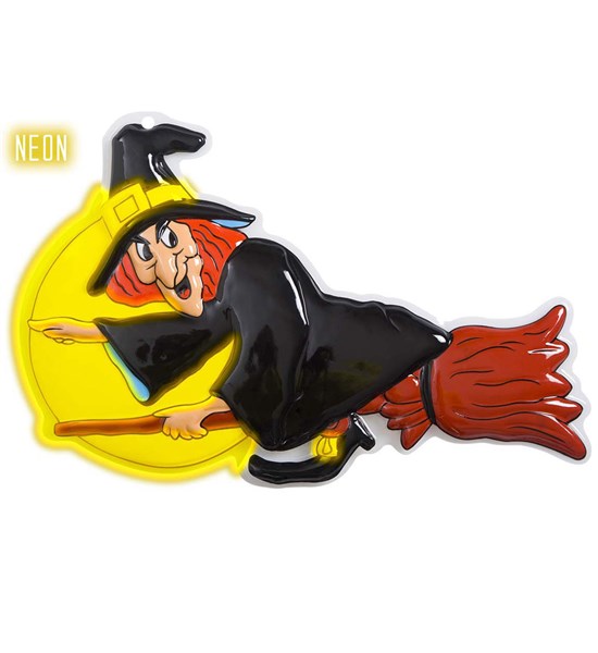Süpürgede Uçan Cadı Plastik Dekor 24 x 38 cm