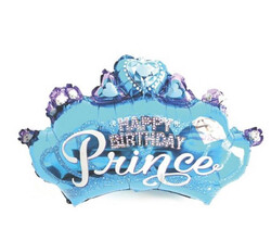Parti Dünyası - Taç Happy Birthday Prince Mavi Jumbo Folyo Balon 81X48CM