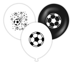 Parti Dünyası - Taraftar Futbol Baskılı Balon 20 Adet Siyah -Beyaz