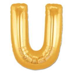 Parti Dünyası - U Harfi Altın Renk Folyo Balon 100 cm