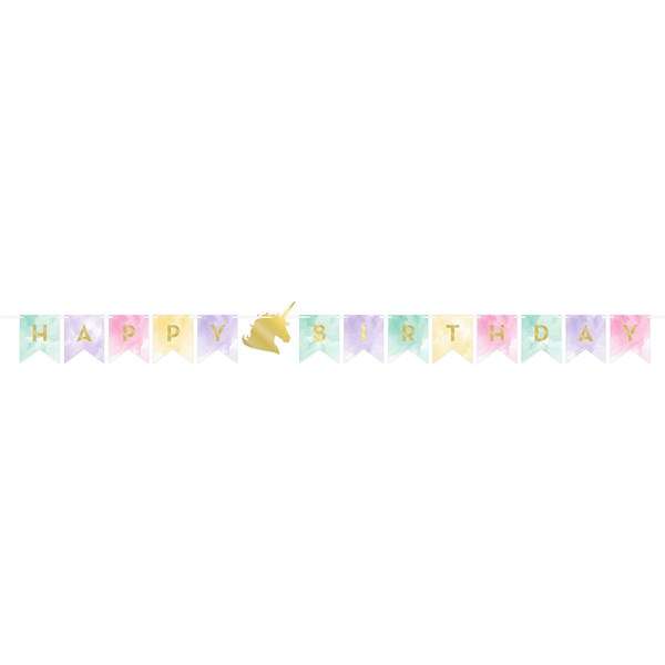 Unicorn Partisi Happy Birthday Bayrak Afiş