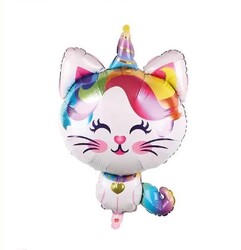 Parti Dünyası - Kedicik Unicorn Renkli Supershape Folyo Balon 92 x60 cm