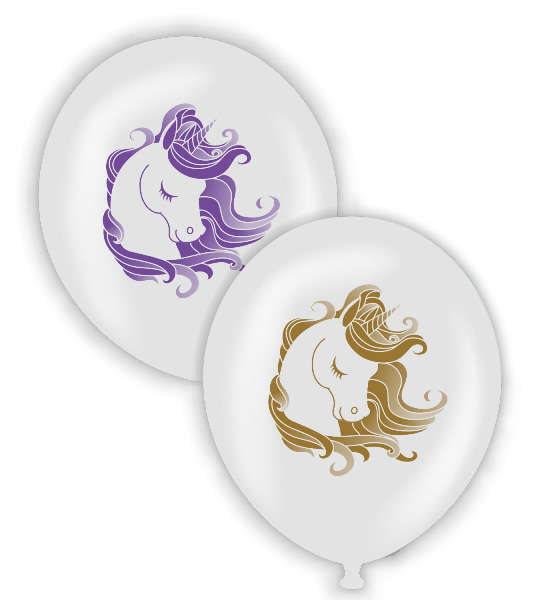 Unicorn Temalı Şeffaf Renk Baskılı Balon 6 Adet