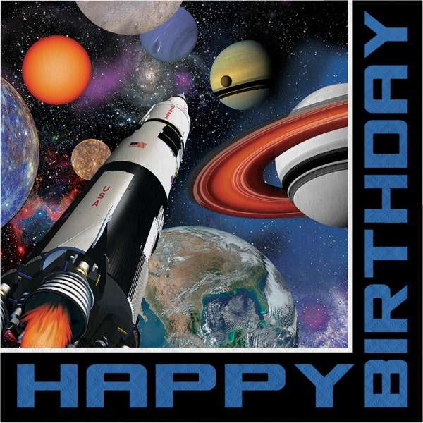 Uzay Partisi Happy Birthday 16 lı Peçete