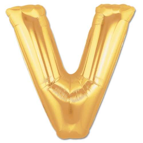 V Harfi Altın Renk Folyo Balon 100 cm