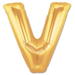 Parti Dünyası - V Harfi Altın Renk Folyo Balon 100 cm