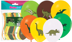  Parti Dünyası - Vahşi Dinozor Baskılı Latex Balon 8 Adet