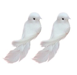 Parti Dünyası - Yılbaşı Süsü Beyaz Güvercinler 2 Adet 15 cm